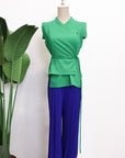 Penelope Pleated Pants - Cobalt / Emerald / Black