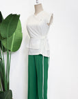 Penelope Pleated Pants - Cobalt / Emerald / Black