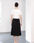 Carita Pleated Skirt - Black / Beige / Chambray