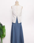Carita Pleated Skirt - Black / Beige / Chambray