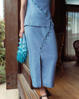 Tsuki Cheongsam Top - Dark / Light Chambray BACKORDER
