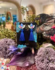 TMP x ClayMyWay Earrings - Cobalt Bird Tassels