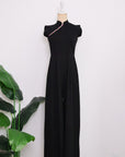 Ava Maxi Jumpsuit - Black / Royal Purple ( Pre-order )