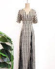 Laurel Houndstooth Godet Maxi Dress - Black / White