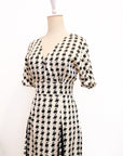 Laurel Houndstooth Godet Maxi Dress - Black / White