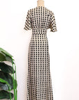 Laurel Houndstooth Godet Maxi Dress - Black / White