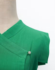Athena Wrap Top - Emerald / Off-White