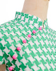 Riddle Houndstooth Skirt Set - Green/Black-White