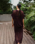 Coastline Crotchet Skirt - Cream / Black / Plum