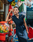 Ann Siang Embroidery Denim Dress Light/ Dark Chambray