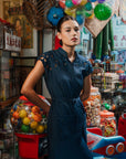 Ann Siang Embroidery Denim Dress Light/ Dark Chambray
