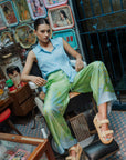 Fern Forest Silk Pants - Green / Lilac