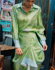 Fern Forest Silk Shirt - Green / Lilac