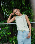 Scalloped Everyday Barrel Jeans - Dark Denim / Light Denim