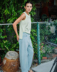 Scalloped Everyday Barrel Jeans - Dark Denim / Light Denim