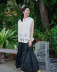 Sayang Embroidery Skirt - White / Midnight Blue