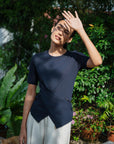 Cairnhill Cross Knit Top - Navy / Brown
