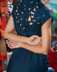 Ann Siang Embroidery Denim Dress Light/ Dark Chambray