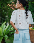 Scalloped Everyday Barrel Jeans - Dark Denim / Light Denim