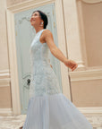Levia Drop Waisted Maxi Dress - Baby Blue / Blush Pink