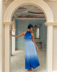 Selma Pleated Maxi Dress – Ombre Blue