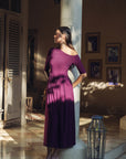 Maia Asymmetrical Maxi Dress - Black / Purple