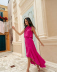 Selah Hi-Low Maxi Dress - Fuchsia / Wine (Pre-order)