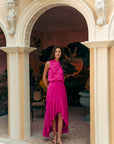 Selah Hi-Low Maxi Dress - Fuchsia / Wine (Pre-order)