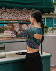 Make Wave Swim Top - Abstract Botanical / Black