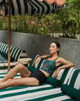 24/7 Swim Top - Abstract Botanical / Black