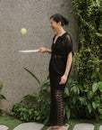 Coastline Crotchet Skirt - Cream / Black / Plum