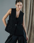 Hikari Beaded Vest - Black / White PREORDER