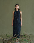 Tsuki Cheongsam Skirt - Dark / Light Chambray BACKORDER