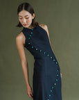 Tsuki Cheongsam Top - Dark / Light Chambray BACKORDER