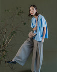Aoi Collared Shirt - Sky Blue / Black BACKORDER