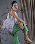 Mizumi Pleated Shoulder Bag- Black/ Beige/ Lilac