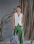 Mizumi Pleated Shoulder Bag- Black/ Beige/ Lilac
