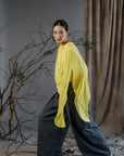 Yohaku Drape Top - White / Yellow