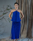 Katsumi Tassel Halter Top - Cobalt / White / Black