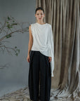 Yohaku Drape Top - White / Yellow