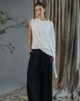 Yohaku Drape Top - White / Yellow