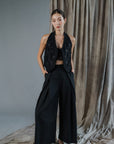 Bi Silk Beaded Vest - Black / Off White