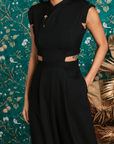 Athena Cut-Out Midi Jumpsuit - Black / Cobalt