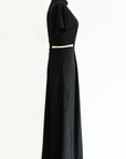 Signature Cut-Out Cheongsam with Sleeves - Black (Pre-order)