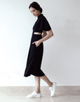 Signature Cut-Out Cheongsam with Sleeves - Black (Pre-order)