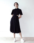 Signature Cut-Out Cheongsam with Sleeves - Black (Pre-order)