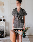 Lynde Shirt Wrap Dress - Houndstooth