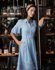 TMP x DOT Monogram Shirt Dress - Orange / Chambray