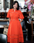 TMP x DOT Monogram Shirt Dress - Orange / Chambray