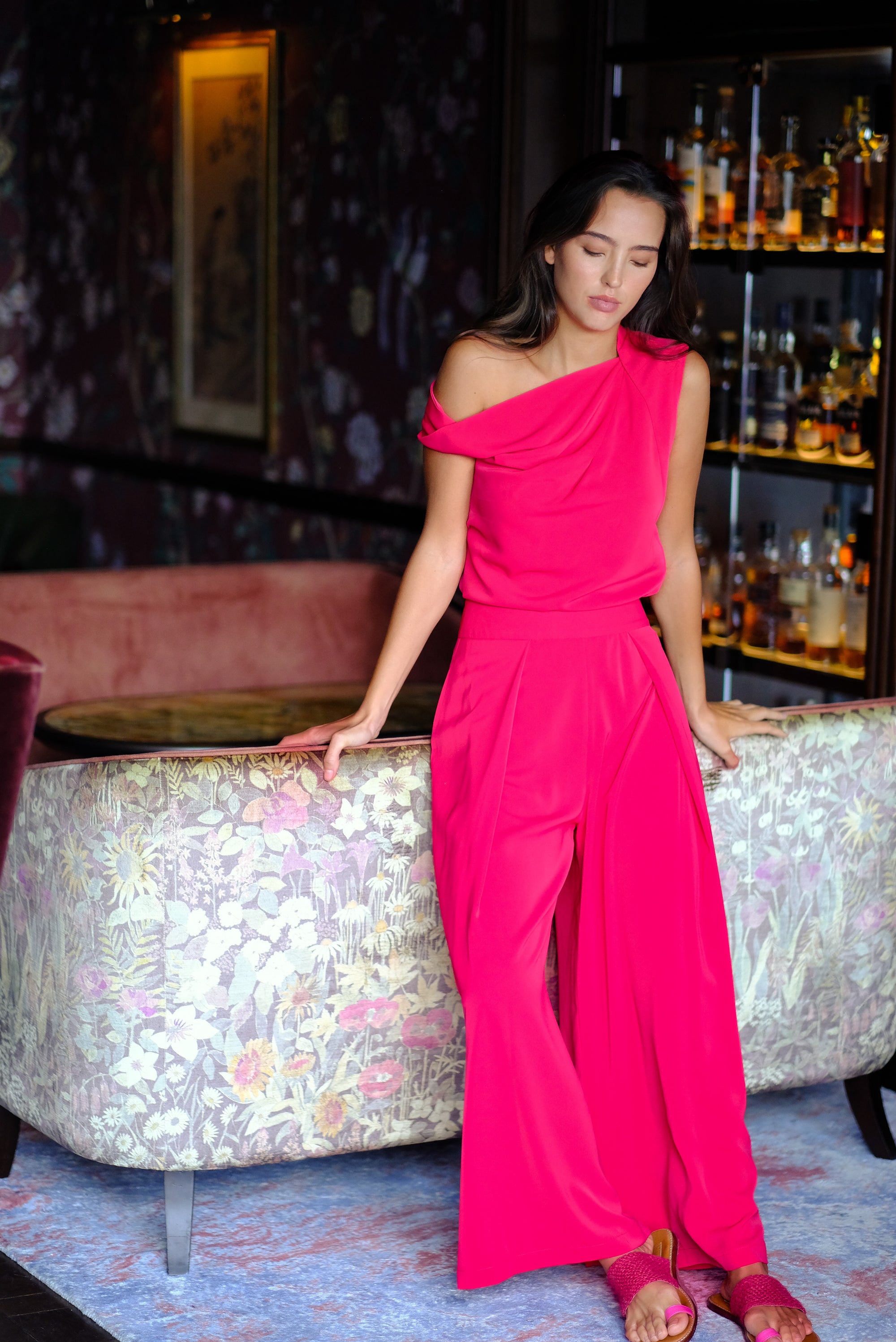 Palazzo Flare Pants - Forest Green / Fuchsia / Black ( Pre-order )